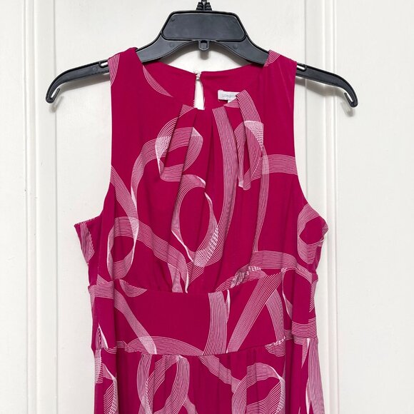 London Times Pleat Neck Inset Waist Maxi Dress in Pink Size 8 - Picture 3 of 8